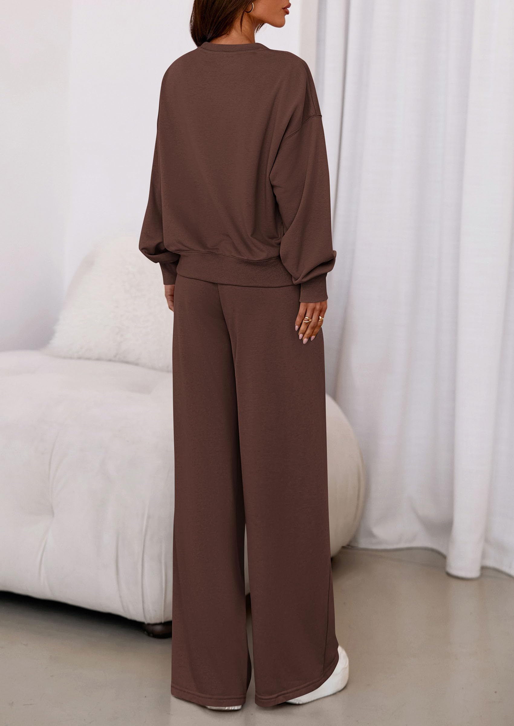 PRETTYGARDEN Womens 2 Piece Sets Long Sleeve Sweatshirt Wide Leg Pants Loose Matching Lounge Set Trendy Fall Outfits