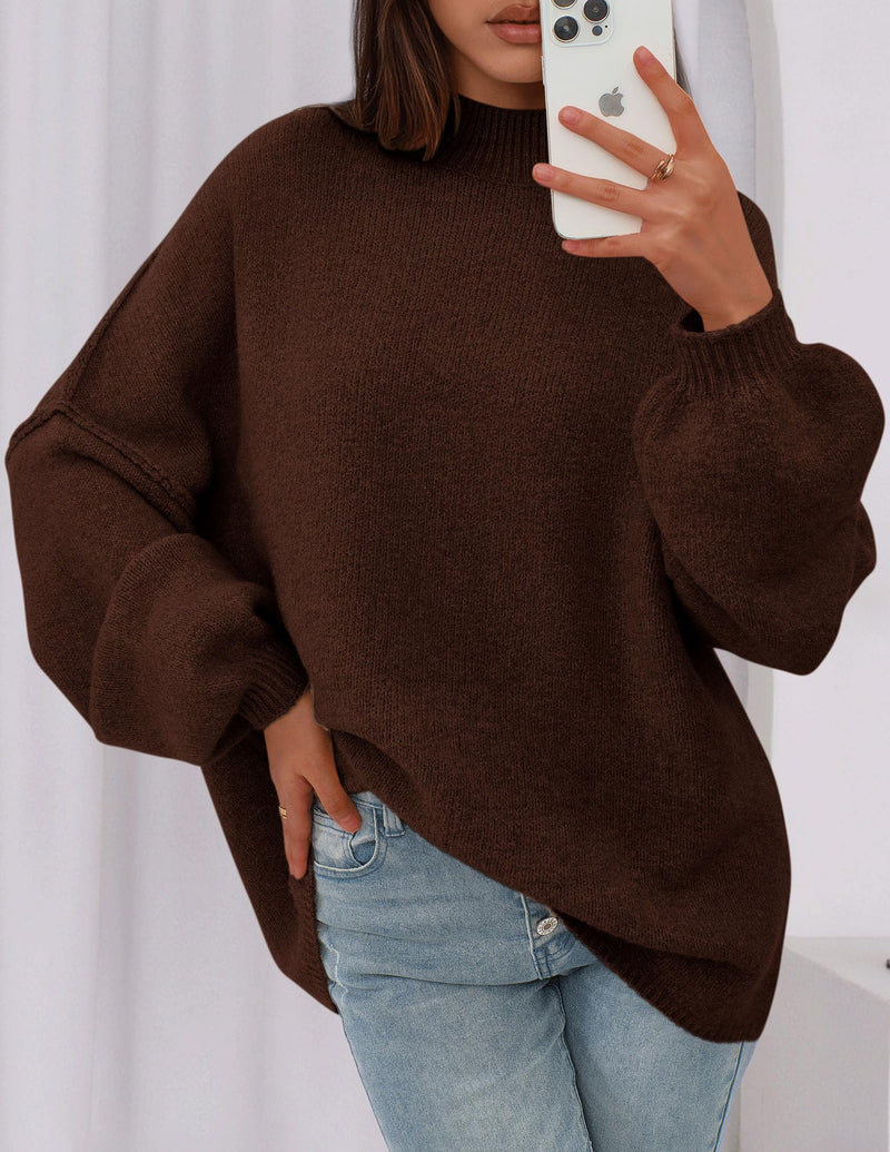 PRETTYGARDEN Women's Fall Oversized Sweaters Chunky Knit Mock Neck Long Sleeve Casual Trendy Pullover Winter Clothes PRETTYGARDEN