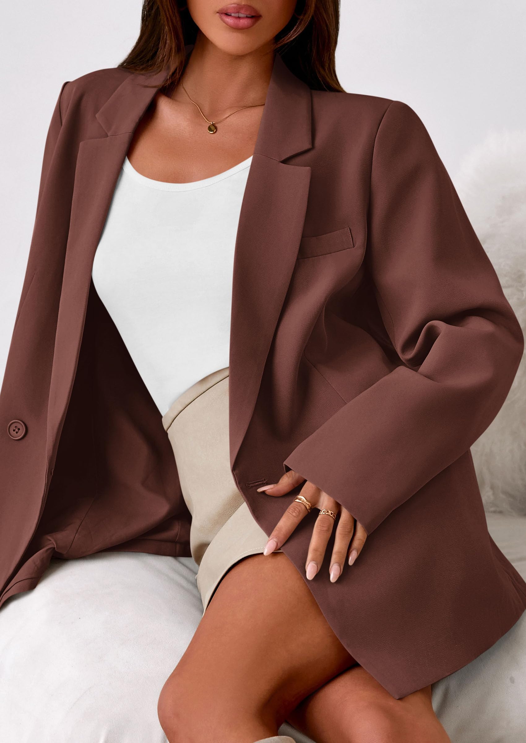 PRETTYGARDEN Fall Blazers for Women Business Casual Long Sleeve Lapel Pockets Dressy Suit Jackets Work Office Clothes PRETTYGARDEN