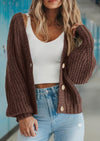 PRETTYGARDEN Women's Chunky Knit Open Front Sweater Long Sleeve Button Loose Short Cardigan Outerwear Coats