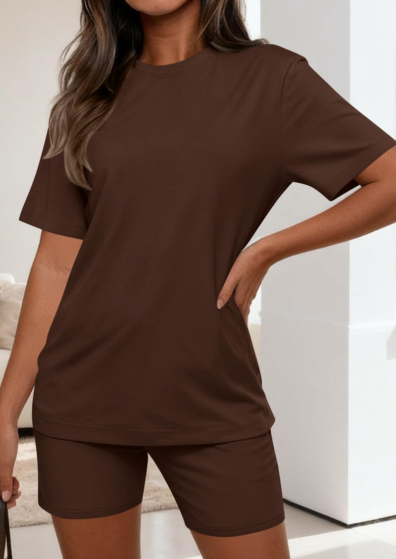 PRETTYGARDEN Women's Two Piece Matching Lounge Sets Summer Casual Tops Short Sleeve Shirts Shorts Travel Airport Outfits PRETTYGARDEN