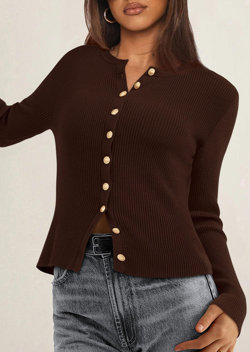 PRETTYGARDEN Womens Fall Cardigan Sweaters Lightweight Long Sleeve Button up Ribbed Knit Tops Winter Fashion Clothes