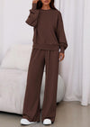 PRETTYGARDEN Womens 2 Piece Sets Long Sleeve Sweatshirt Wide Leg Pants Loose Matching Lounge Set Trendy Fall Outfits