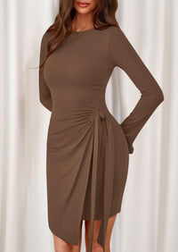 PRETTYGARDEN Women Mini Bodycon Dresses Long Sleeve Ruched Fitted Short Night Out Trendy Party Club Outfits Fall Clothes