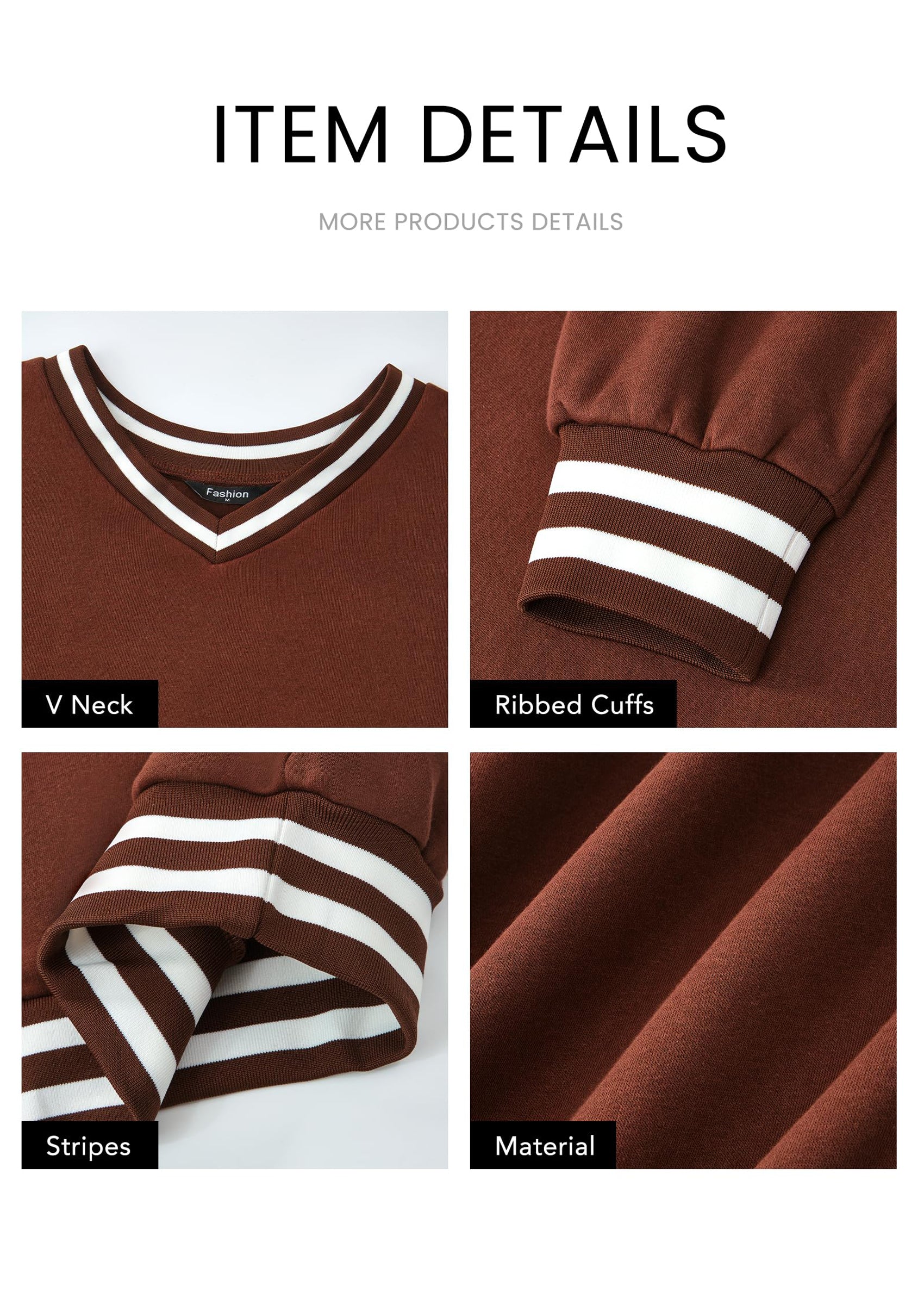 PRETTYGARDEN Women's Oversized Sweatshirts Casual Long Sleeve Stripes Knit V Neck Pullover Top Fall Teens Preppy Clothes