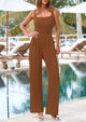 Sleeveless Dressy Square Neck Wide Leg Pants Knitted with Pockets Jumpsuits