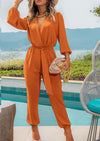 PRETTYGARDEN Women's Fall Jumpsuits Dressy Casual Pants Romper Spring Long Sleeve V Neck Belt Pockets One Piece Outfits
