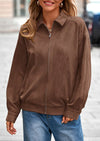 PRETTYGARDEN Women's Faux Suede Motorcycle Jacket Trendy Fall Fashion Oversized Zip Up Coats Winter Clothes Outerwear