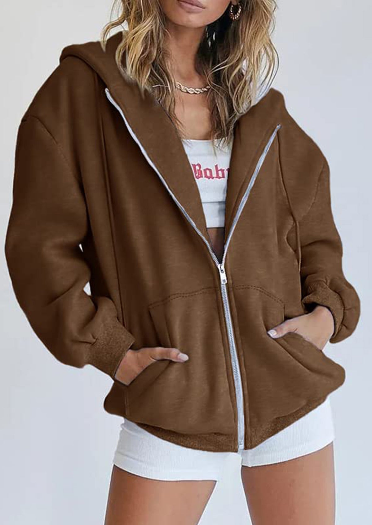 Long Sleeve Zip Up Y2K Hoodies With Pockets