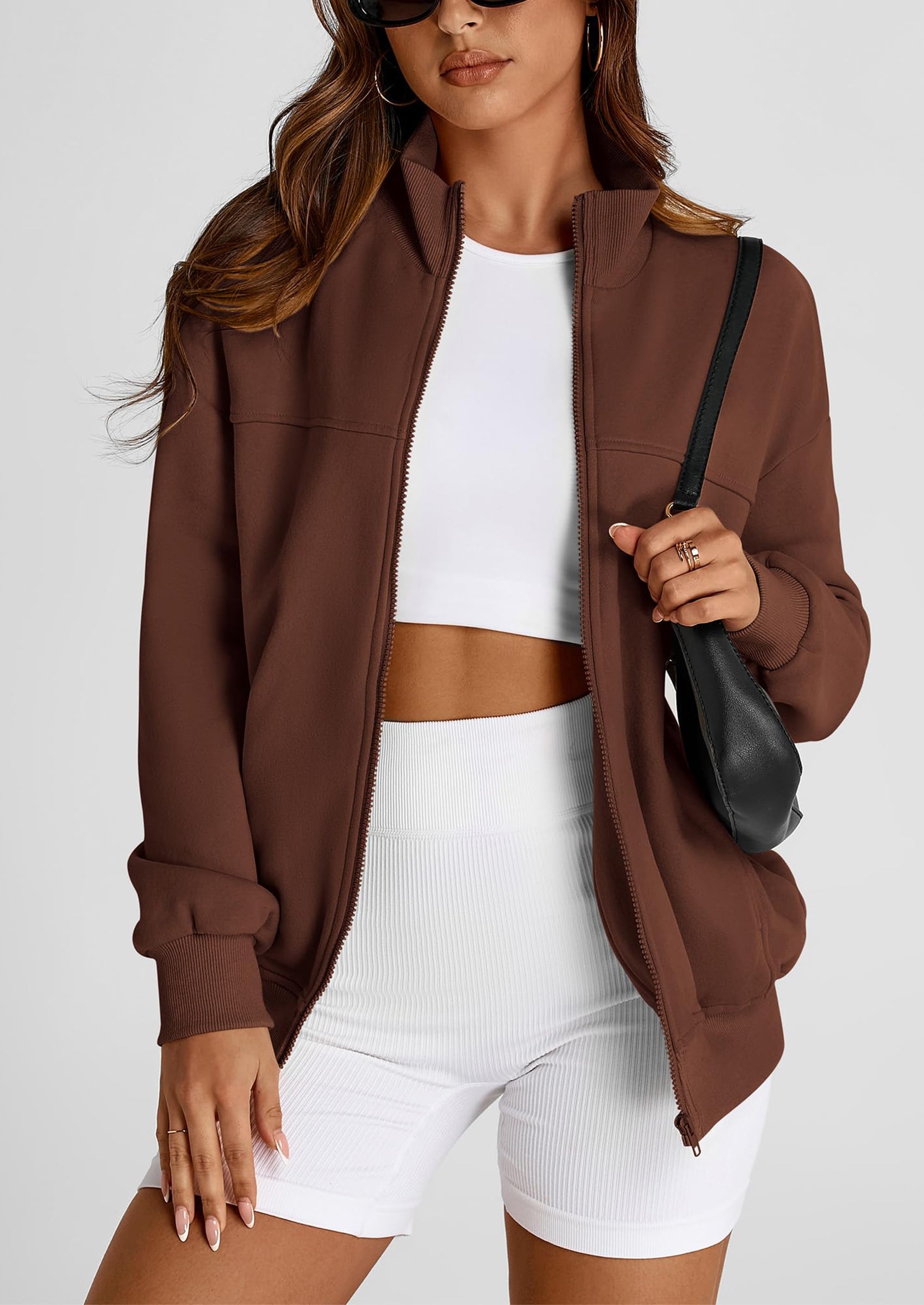 PRETTYGARDEN Women's Spring Fall Fashion Full Zip Up Sweatshirt Long Sleeve Loose Fit Trendy Casual Jacket with Pockets