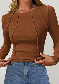 Long Sleeved Crop Exposed Casual T-Shirt