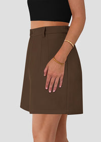 Elastic High Waisted Wide Leg Business Casual Dressy Shorts with Pockets