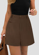 Elastic High Waisted Wide Leg Business Casual Dressy Shorts with Pockets