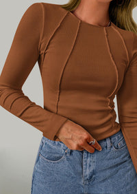 Long Sleeved Crop Exposed Casual T-Shirt