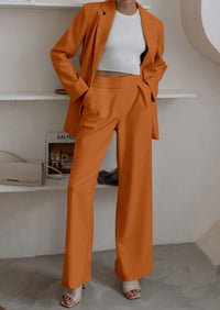 PRETTYGARDEN Women's Fall Two Piece Outfits Dressy Blazer Jacket and Wide Leg Pants Pockets Business Casual Office Suit Sets