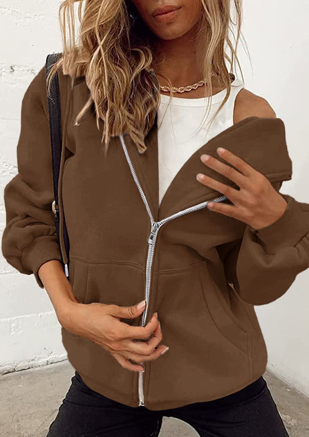 Long Sleeve Zip Up Y2K Hoodies With Pockets