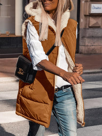 PRETTYGARDEN Womens Fall Reversible Vests Sleeveless Fleece Jacket Zip Up Hoodie Pockets Long Warm Winter Coat Outerwear