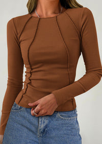 Long Sleeved Crop Exposed Casual T-Shirt