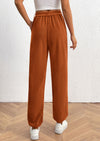 Elastic High Waisted Work Office Corduroy Casual Pants with Pockets