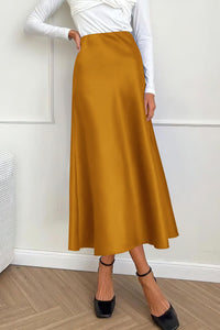 PRETTYGARDEN Women's Satin Skirts Dressy Casual Fall High Waisted Cocktail Wedding Flowy Elegant A Line Midi Skirt