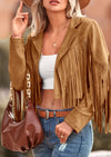 PRETTYGARDEN Women's Fringe Faux Suede Leather Jackets Fashion Tassel Motorcycle Cropped Coats