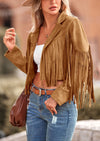 PRETTYGARDEN Women's Fringe Faux Suede Leather Jackets Fashion Tassel Motorcycle Cropped Coats