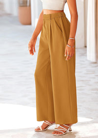 Casual Wide Leg High Elastic Waisted Long Work Pants