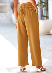 Casual Wide Leg High Elastic Waisted Long Work Pants