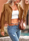 PRETTYGARDEN Women's Fringe Faux Suede Leather Jackets Fashion Tassel Motorcycle Cropped Coats