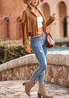PRETTYGARDEN Women's Fringe Faux Suede Leather Jackets Fashion Tassel Motorcycle Cropped Coats