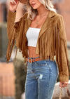 PRETTYGARDEN Women's Fringe Faux Suede Leather Jackets Fashion Tassel Motorcycle Cropped Coats