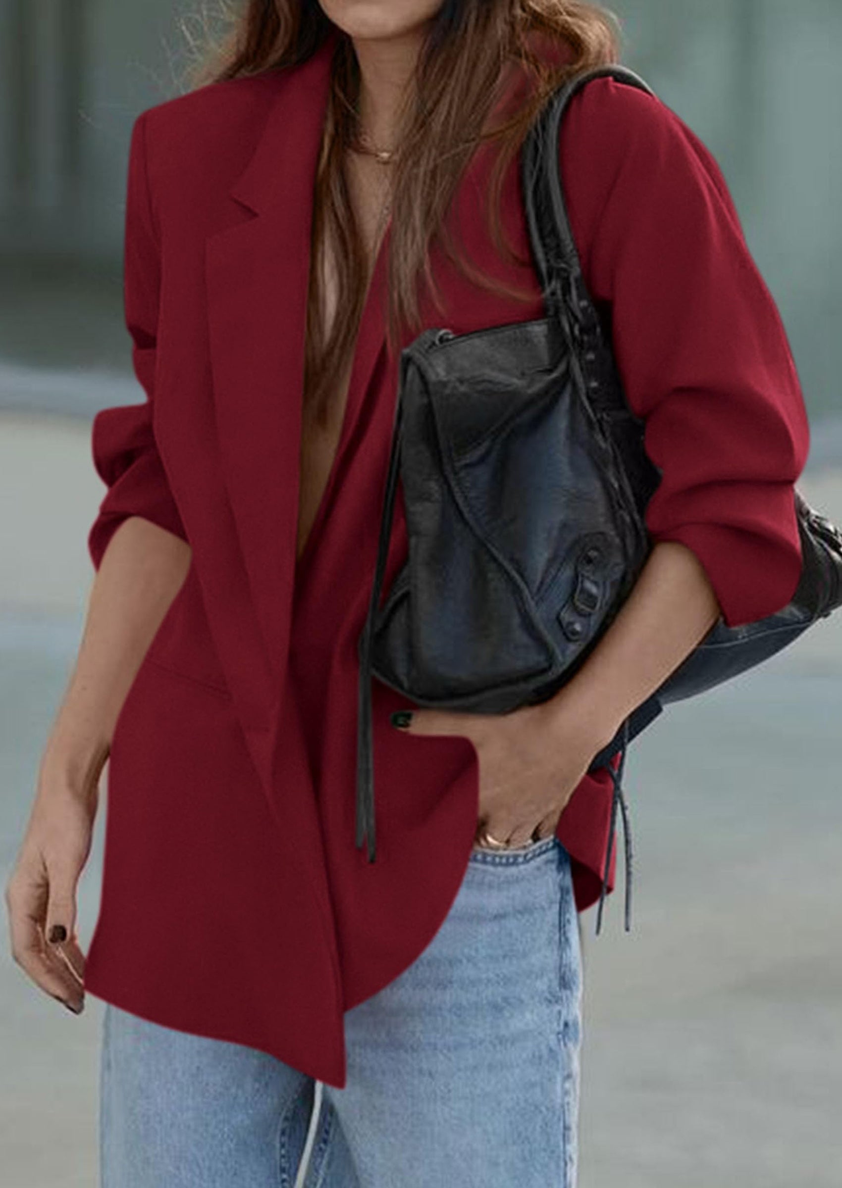 PRETTYGARDEN Fall Blazers for Women Business Casual Long Sleeve Lapel Pockets Dressy Suit Jackets Work Office Clothes
