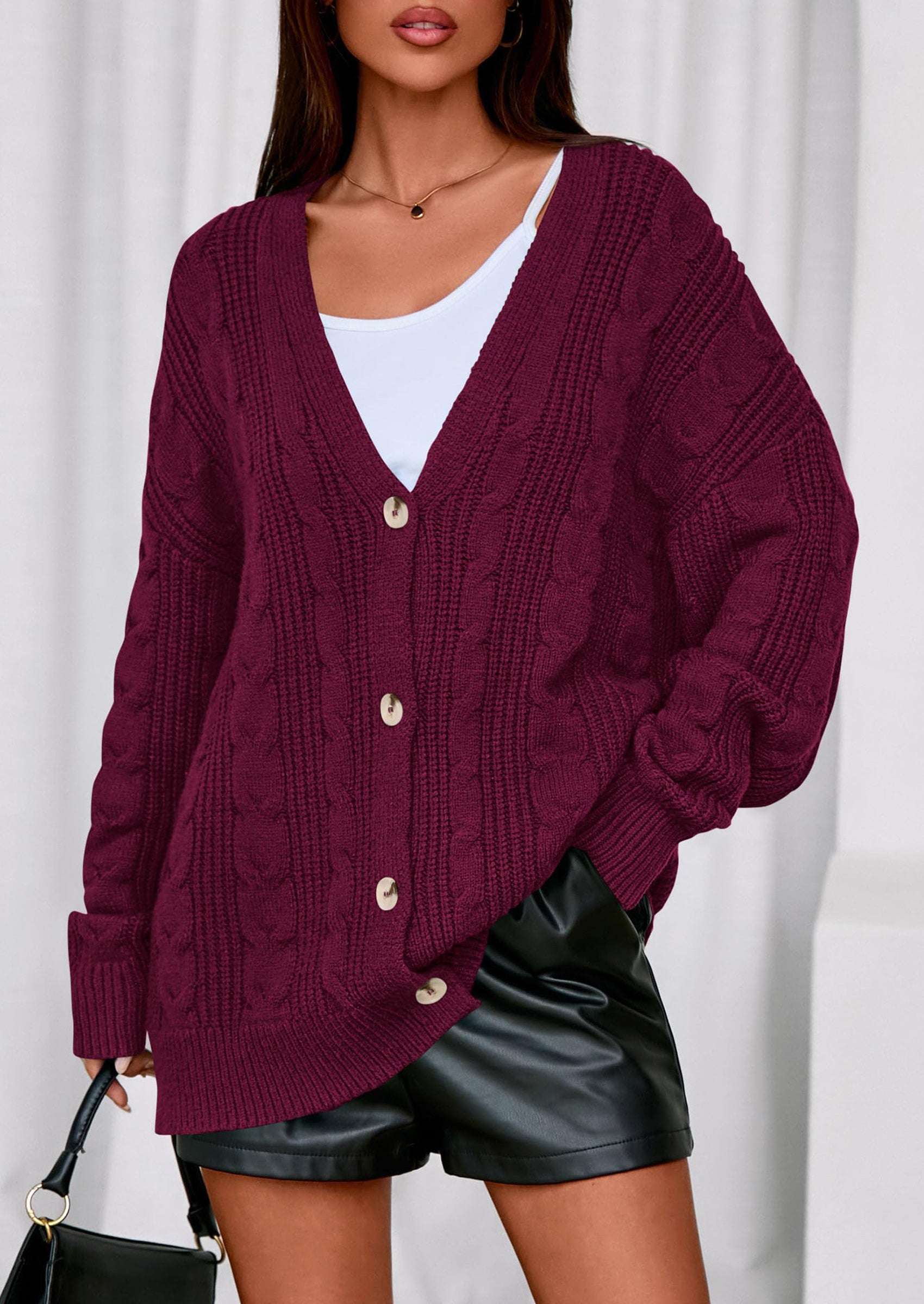PRETTYGARDEN Women's Cable Knit Sweaters Fall Oversized Chunky Open Front Long Sleeve Cardigan Winter Coats