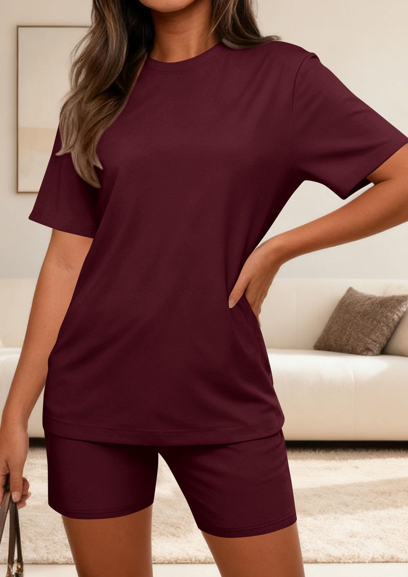 PRETTYGARDEN Women's Two Piece Matching Lounge Sets Summer Casual Tops Short Sleeve Shirts Shorts Travel Airport Outfits PRETTYGARDEN