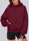 PRETTYGARDEN Womens Hoodies Cropped Fleece Sweatshirts Fall Fashion Quarter Zip Pullover Long Sleeve Tops Winter Clothes