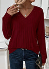 PRETTYGARDEN Fall Fashion Long Sleeve Shirts for Women Ribbed Knit V Neck Dressy Casual Lightweight Sweaters Tunic Tops