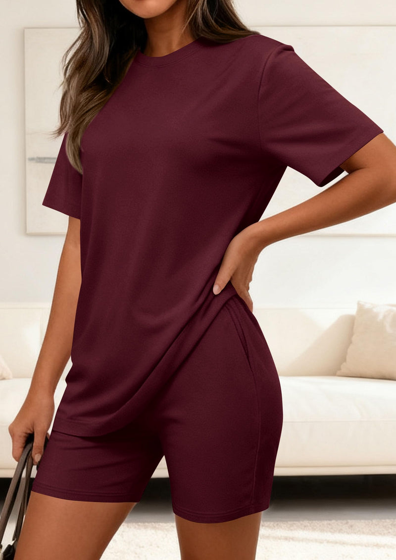 PRETTYGARDEN Women's Two Piece Matching Lounge Sets Summer Casual Tops Short Sleeve Shirts Shorts Travel Airport Outfits PRETTYGARDEN