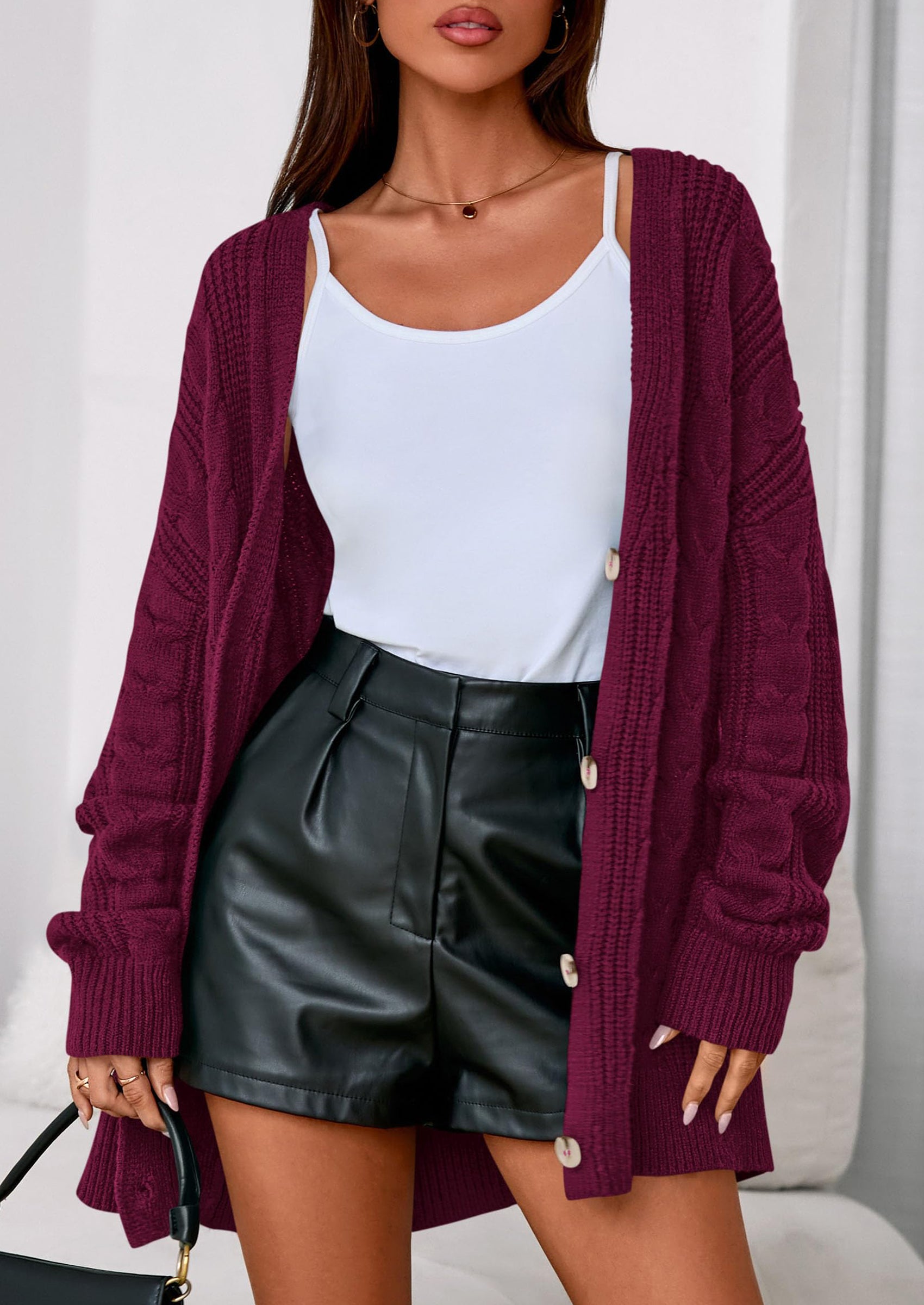 PRETTYGARDEN Women's Cable Knit Sweaters Fall Oversized Chunky Open Front Long Sleeve Cardigan Winter Coats