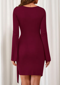 PRETTYGARDEN Women Mini Bodycon Dresses Long Sleeve Ruched Fitted Short Night Out Trendy Party Club Outfits Fall Clothes