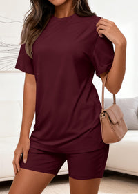 PRETTYGARDEN Women's Two Piece Matching Lounge Sets Summer Casual Tops Short Sleeve Shirts Shorts Travel Airport Outfits PRETTYGARDEN