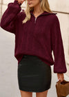 BTFBM Sweaters for Women Fall Fashion Loose Quarter Zip Pullover Collared Long Sleeve Cable Knit Winter Clothes