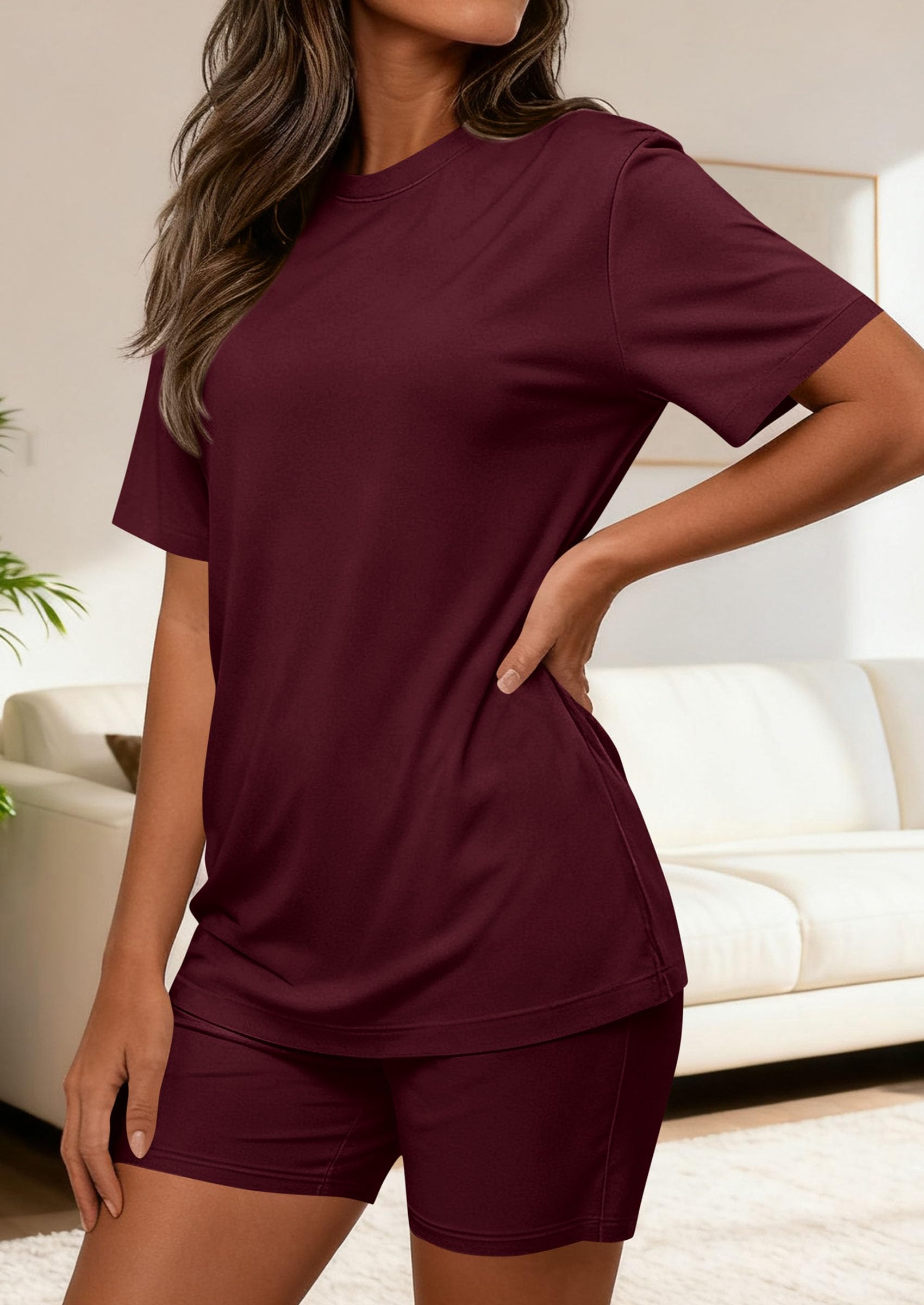 PRETTYGARDEN Women's Two Piece Matching Lounge Sets Summer Casual Tops Short Sleeve Shirts Shorts Travel Airport Outfits PRETTYGARDEN