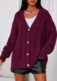 PRETTYGARDEN Women's Cable Knit Sweaters Fall Oversized Chunky Open Front Long Sleeve Cardigan Winter Coats