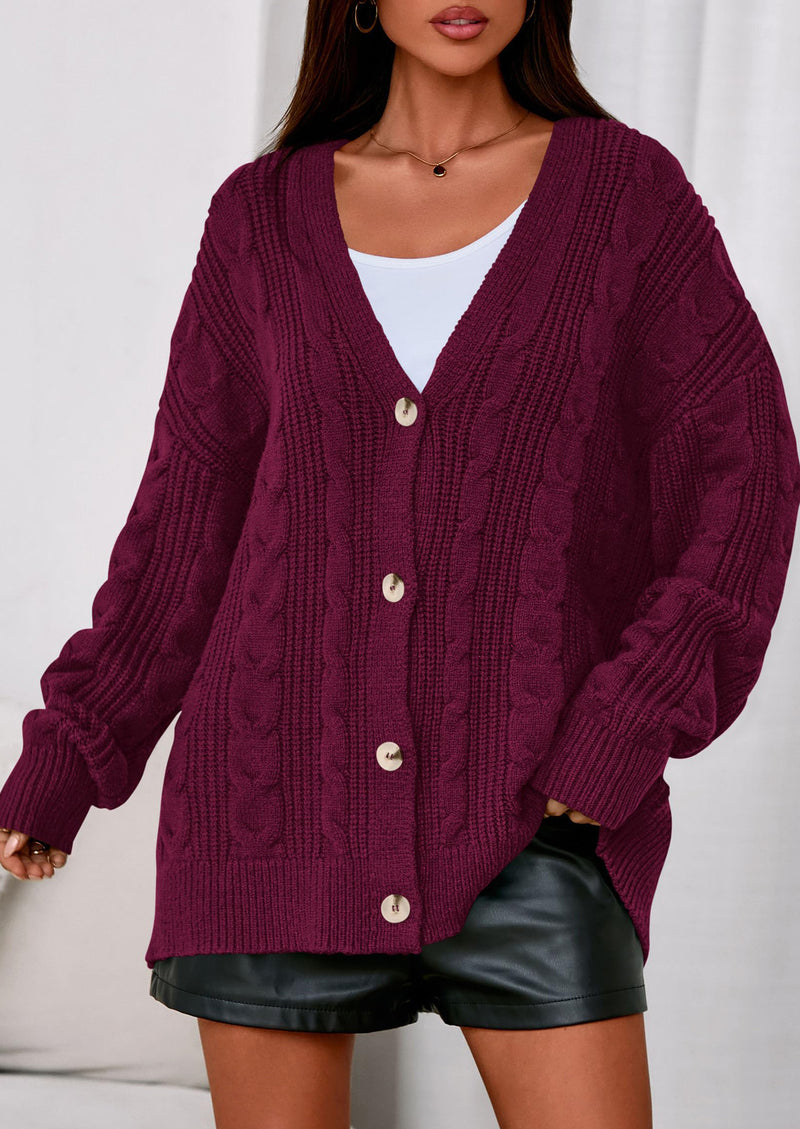 PRETTYGARDEN Women's Cable Knit Sweaters Fall Oversized Chunky Open Front Long Sleeve Cardigan Winter Coats