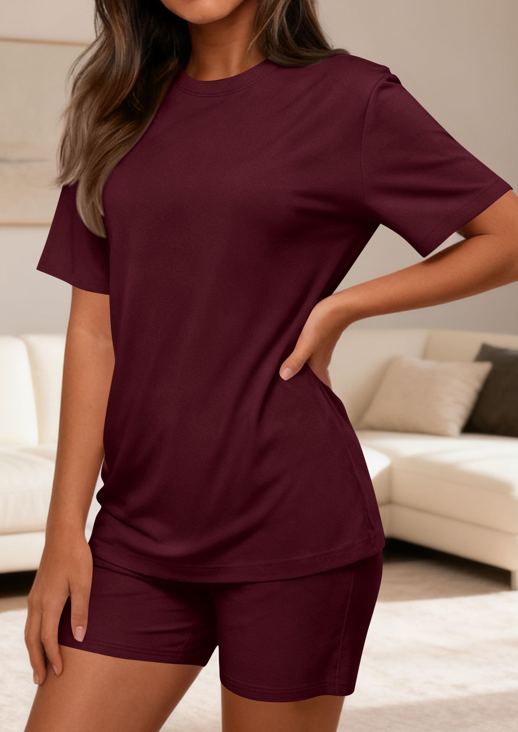 PRETTYGARDEN Women's Two Piece Matching Lounge Sets Summer Casual Tops Short Sleeve Shirts Shorts Travel Airport Outfits PRETTYGARDEN