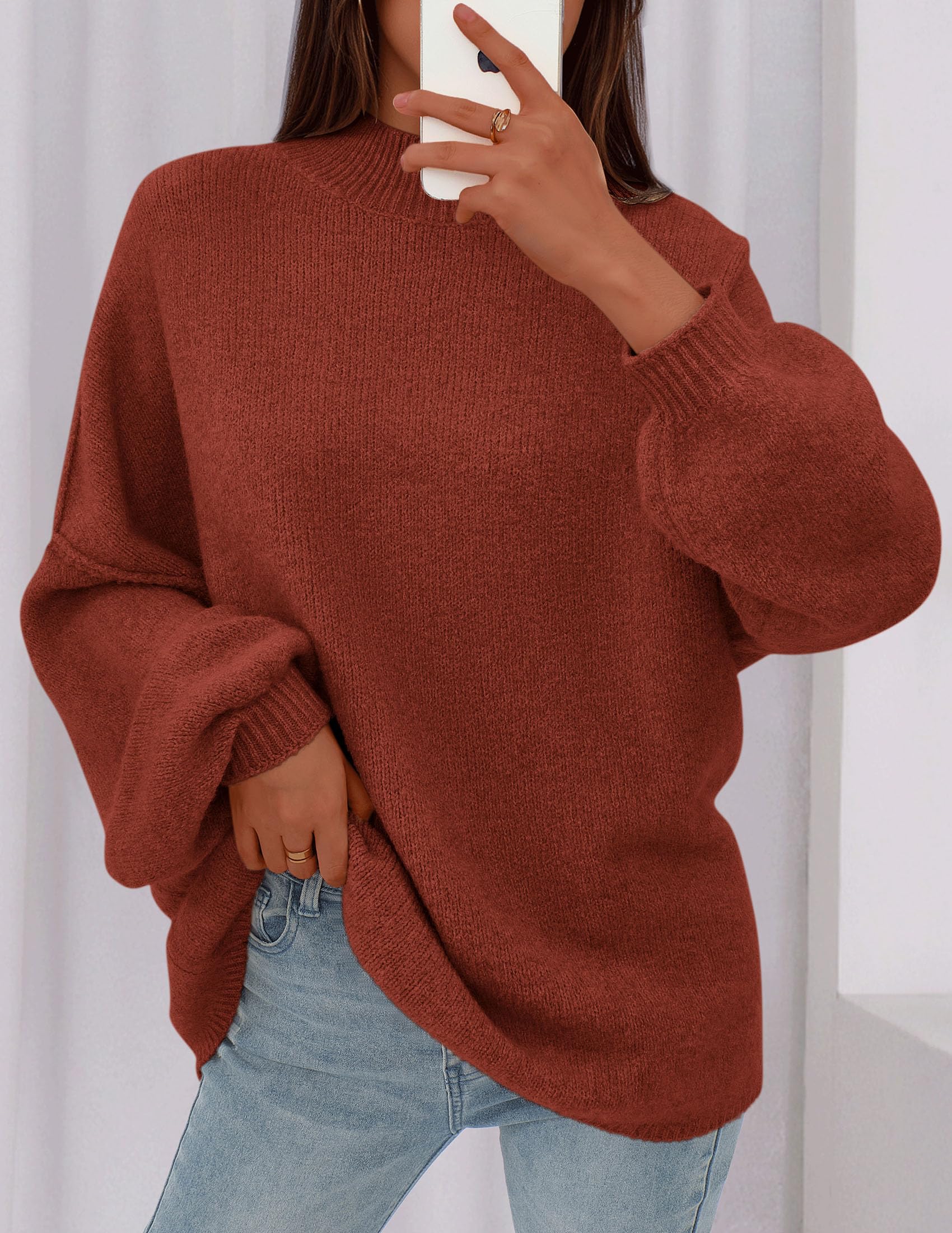 PRETTYGARDEN Women's Fall Oversized Sweaters Chunky Knit Mock Neck Long Sleeve Casual Trendy Pullover Winter Clothes PRETTYGARDEN