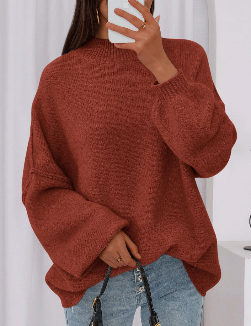 PRETTYGARDEN Women's Fall Oversized Sweaters Chunky Knit Mock Neck Long Sleeve Casual Trendy Pullover Winter Clothes PRETTYGARDEN