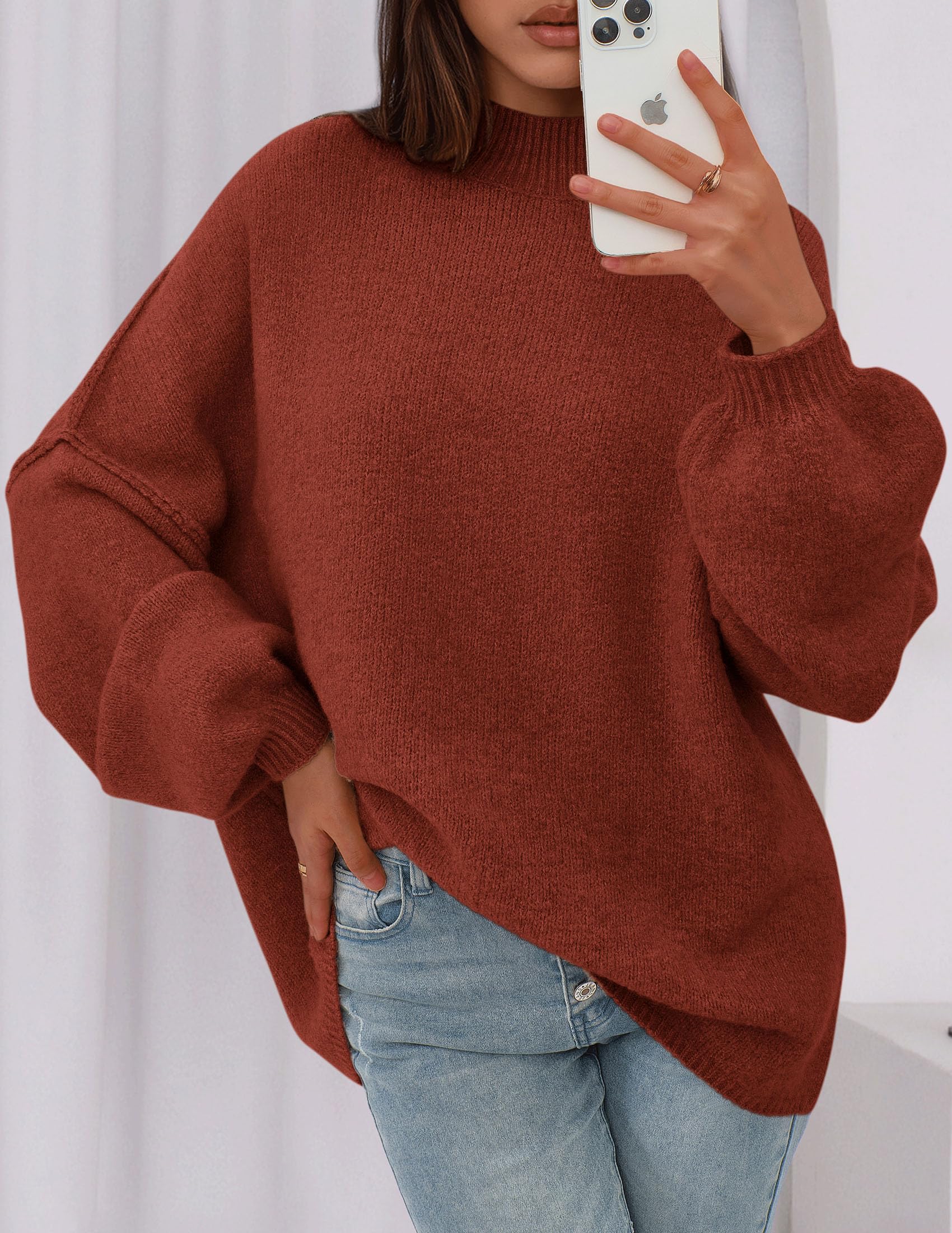 PRETTYGARDEN Women's Fall Oversized Sweaters Chunky Knit Mock Neck Long Sleeve Casual Trendy Pullover Winter Clothes PRETTYGARDEN
