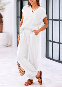 Knit Pullover Tops And High Waisted Pants Two Piece Sets