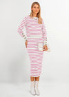 PRETTYGARDEN 2 Piece Skirts Sets For Women Fall Fashion Striped Sweater Dress Knit Lounge Travel Outfits Winter Clothing